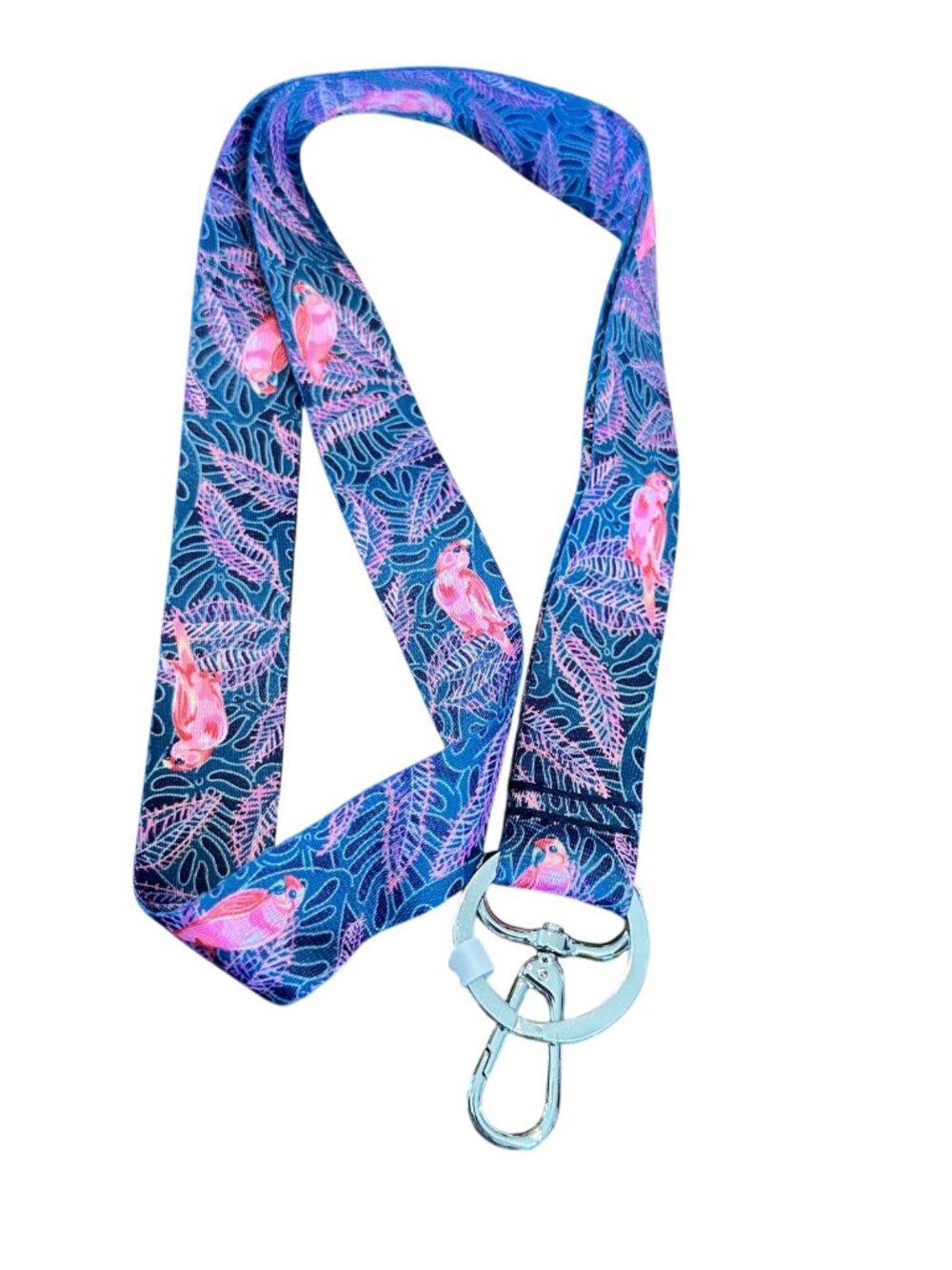 Vera Bradley Wide Lanyard – Brilliant Canopy Birdies Navy – NWT Retired Print